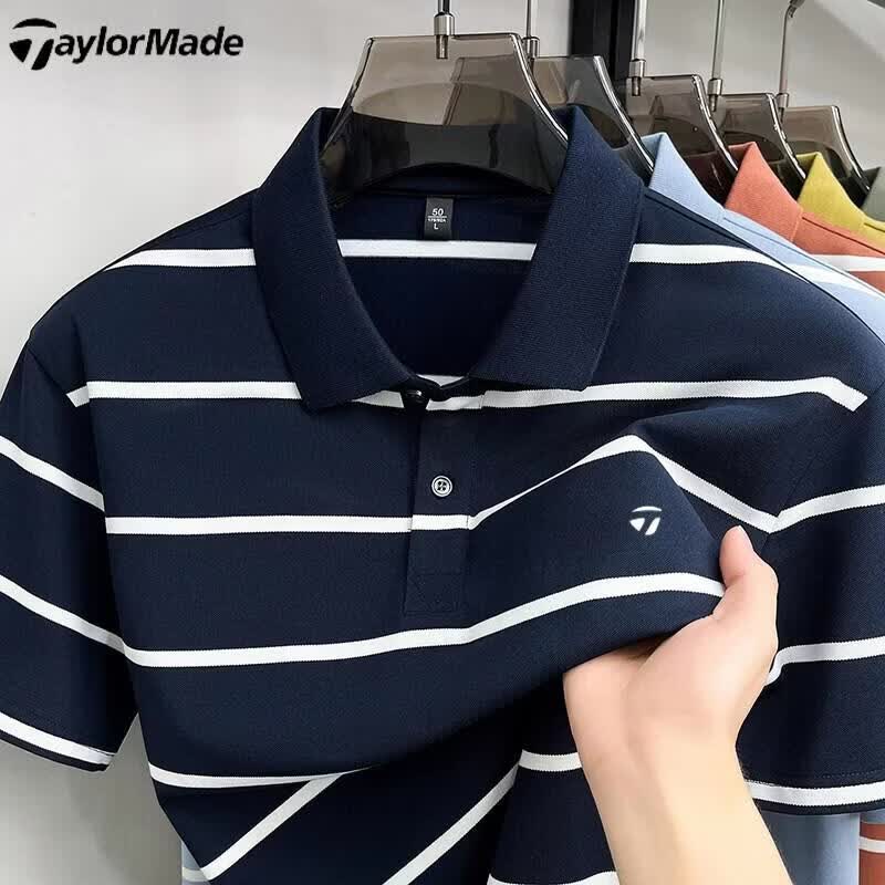 Taylormade泰勒梅高尔夫运动纯棉Polo衫户外休闲短袖体恤翻领上衣 浅蓝 4XL 建议190-210