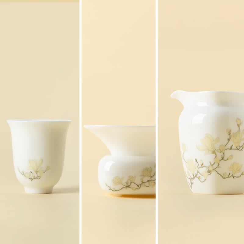月记窑“玉兰花开”羊脂玉瓷系列单品 客杯
