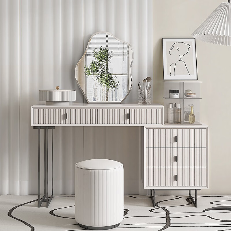 梳妆台卧室简约化妆桌主卧轻奢感床头柜一体ins风网红设计师 定制 整