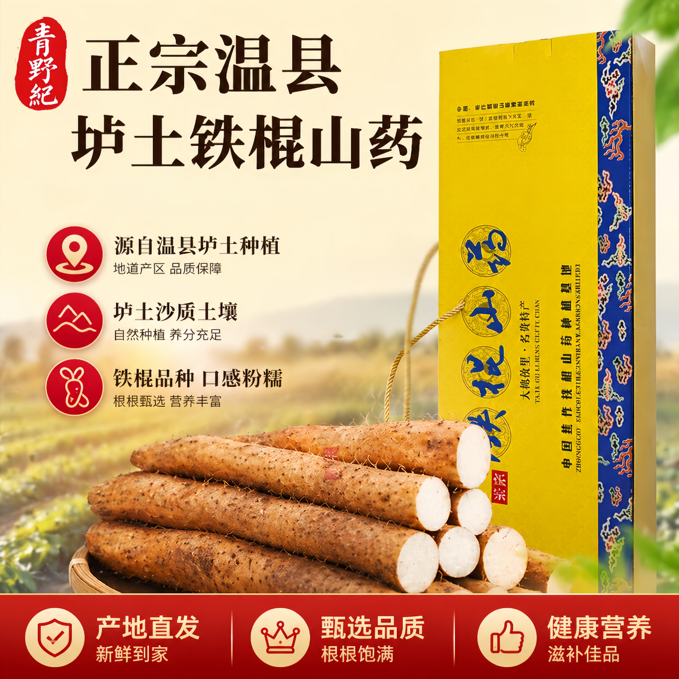铁棍山药河南焦作温县垆土铁杆怀山新鲜现挖淮山药青野纪包邮 净重【5斤】【50-60 cm】 【新店冲量】