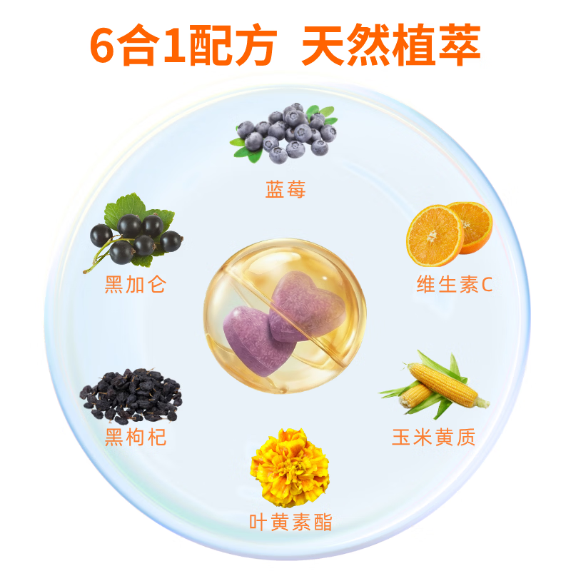 橘蓝「日本授权配方」蓝莓叶黄素酯玉米黄质 花青素 维C 0蔗糖护眼片 3瓶·超值套装 60粒*3瓶