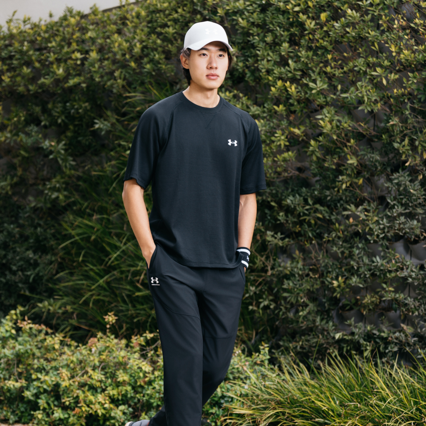 安德玛（UNDERARMOUR）UA春夏EF男子华夫格运动休闲短袖T恤6014340 黑色001 XL