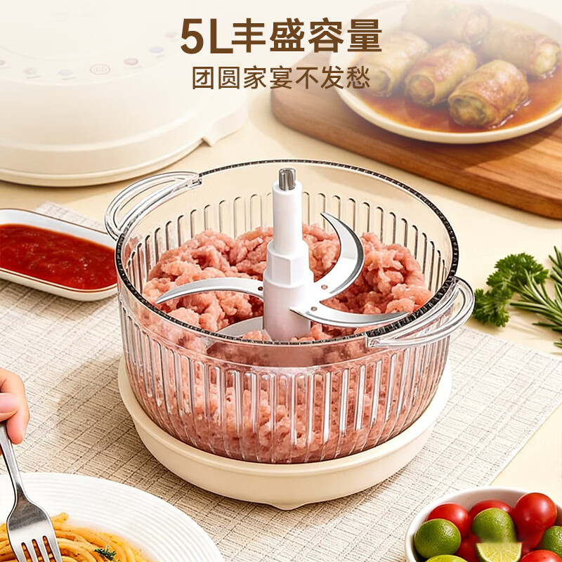 扬子(YANGZI)绞肉机家用电动饺子肉馅搅拌碎菜辣椒蒜泥多功能婴儿辅食机家用料理机 5L