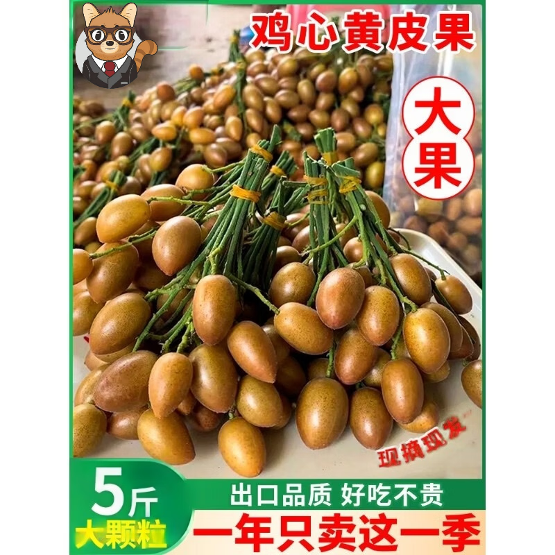 灵猫先生京东顺丰广西鸡心黄皮果新鲜5斤冰糖当季现摘酸甜黄弹子水果包邮 2500g 老树大果礼盒装 京东折扣/优惠券