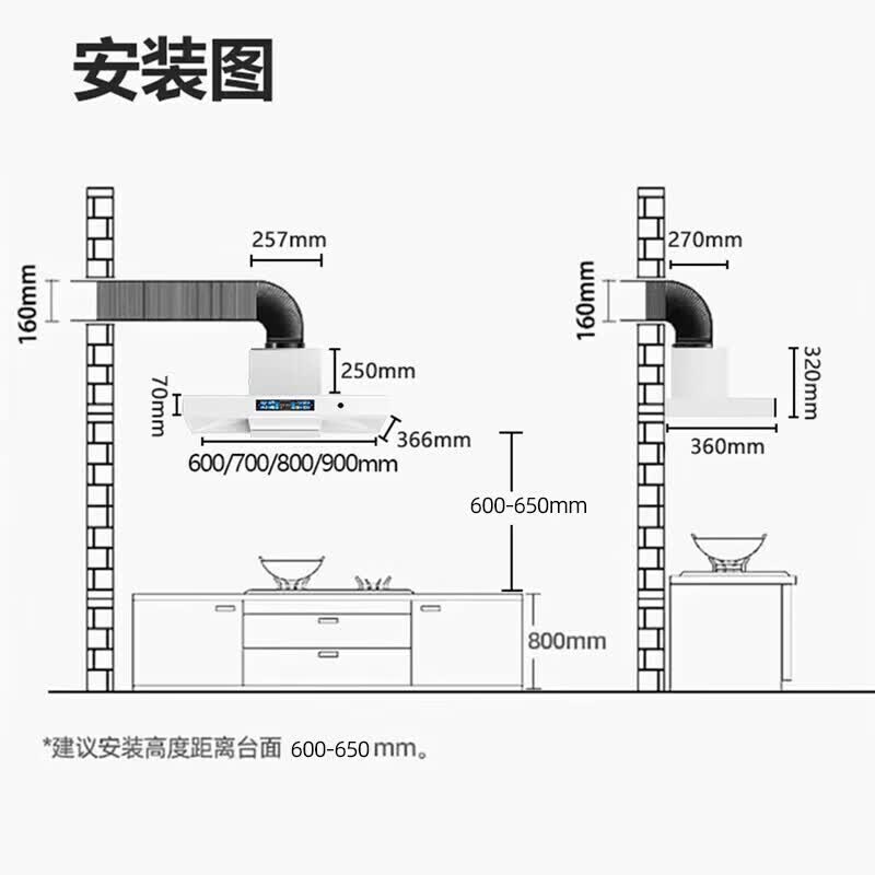 美珏好太太【以旧换新】家用厨房欧式油烟机600mm顶吸变频大吸力油烟机小型抽油烟机80cm长小尺寸油烟机700mm 【900奶油白-矮款】九档变频电机-自动清洗
