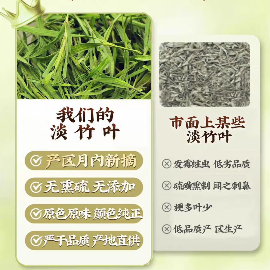 胖东来同款甄选野生淡竹叶中药材特新鲜无硫正品泡水喝养饮品食用养生茶 超值款含罐装 125g*4罐