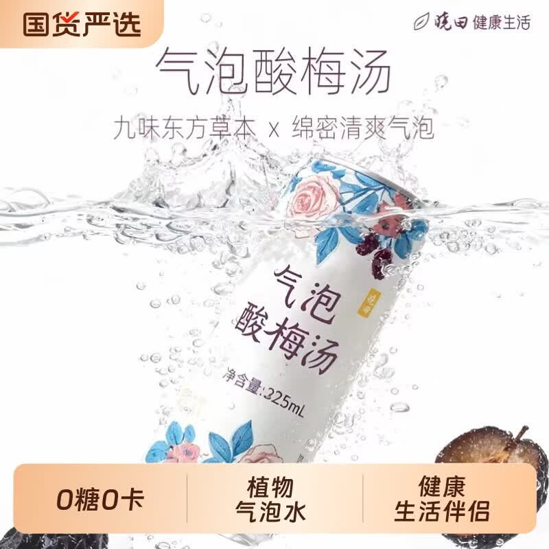 晓田桑葚酸梅汤气泡水0糖0代糖0防腐剂325毫升*24瓶汽水柠檬山楂 325ml24瓶