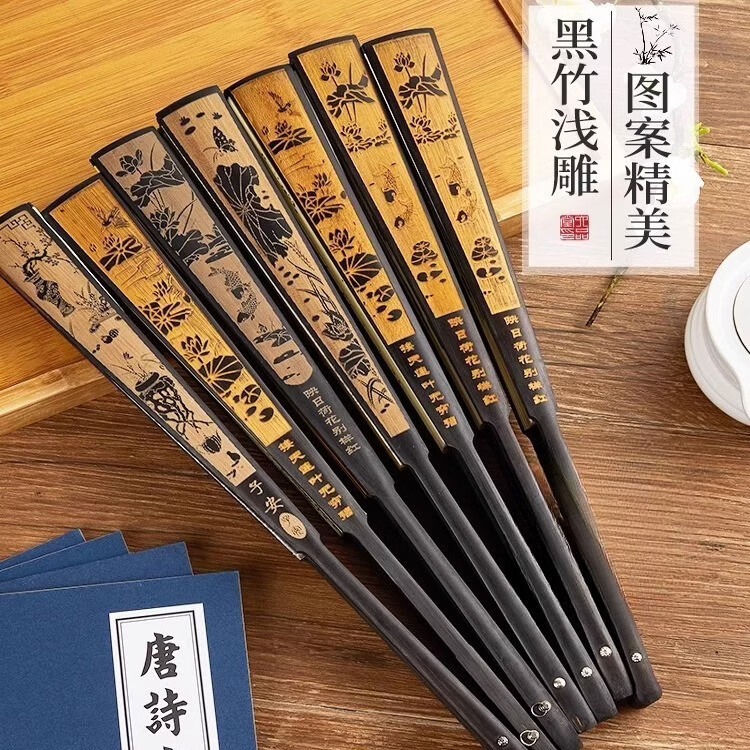 首力古风扇子折扇中国风男士款夏季绢布折叠夏天竹扇汉服随身扇子复古 高品质【清明上河图】（10寸）