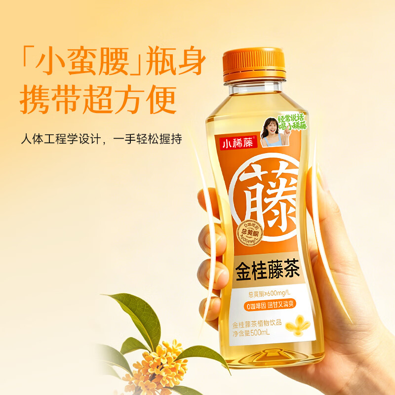 小稀藤即饮藤茶植物饮料解渴0咖啡因0蔗糖0脂肪500ml 金桂藤茶 500mL*15瓶
