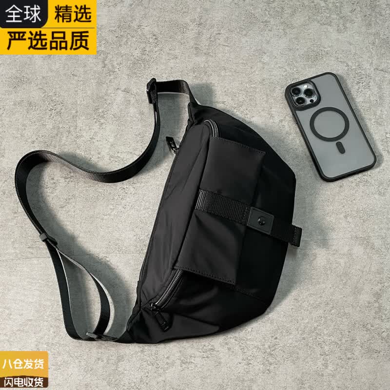 德国进口名牌胸包男女款单肩小布包轻便随身手机包小容量斜挎包高 黑色20*18*34cm