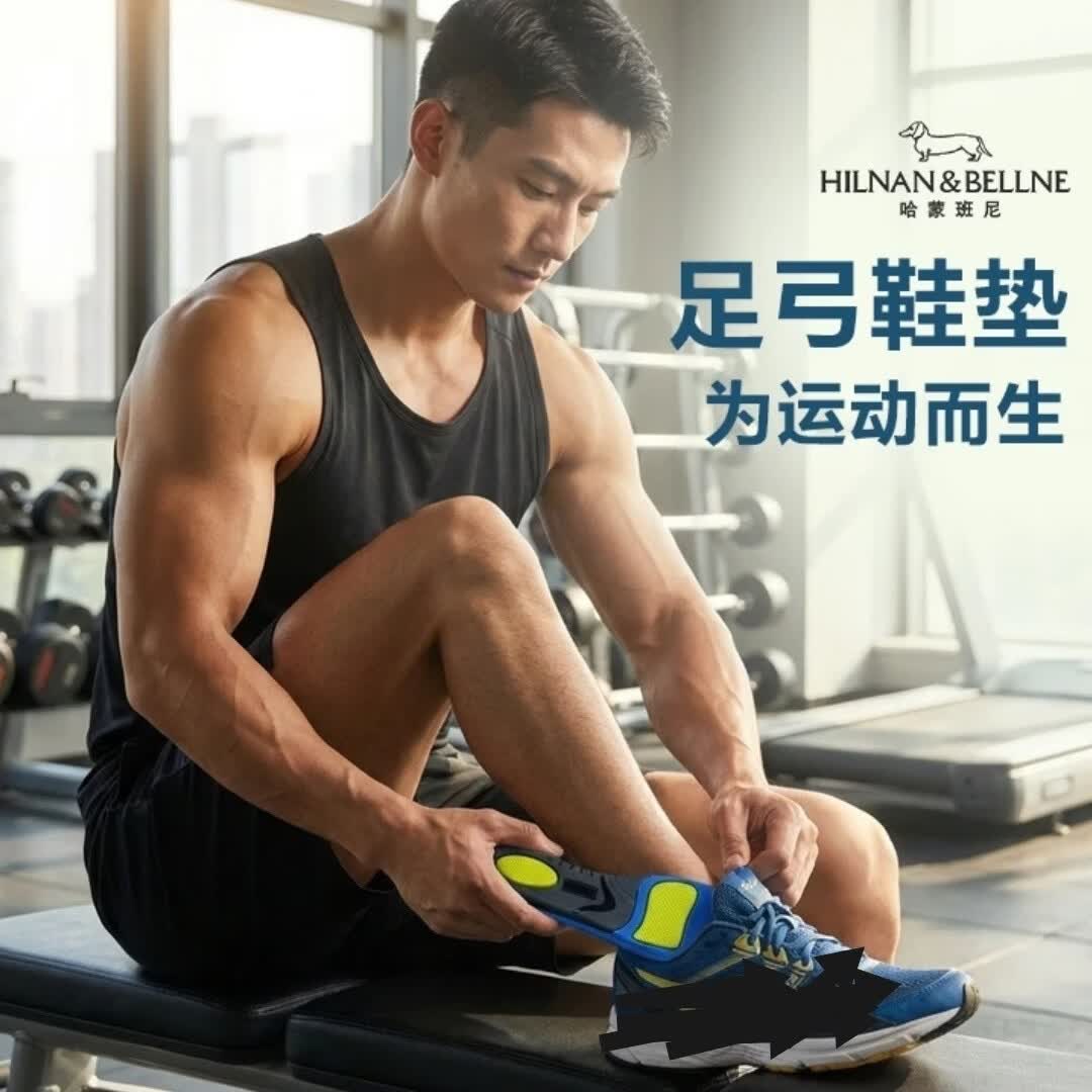 哈蒙班尼(HilnanBellne)哈蒙班尼扁平足矫正鞋垫 足弓支撑抗菌除臭久站减震透气运动鞋垫 3双装透气不闷 45-46码足弓支撑