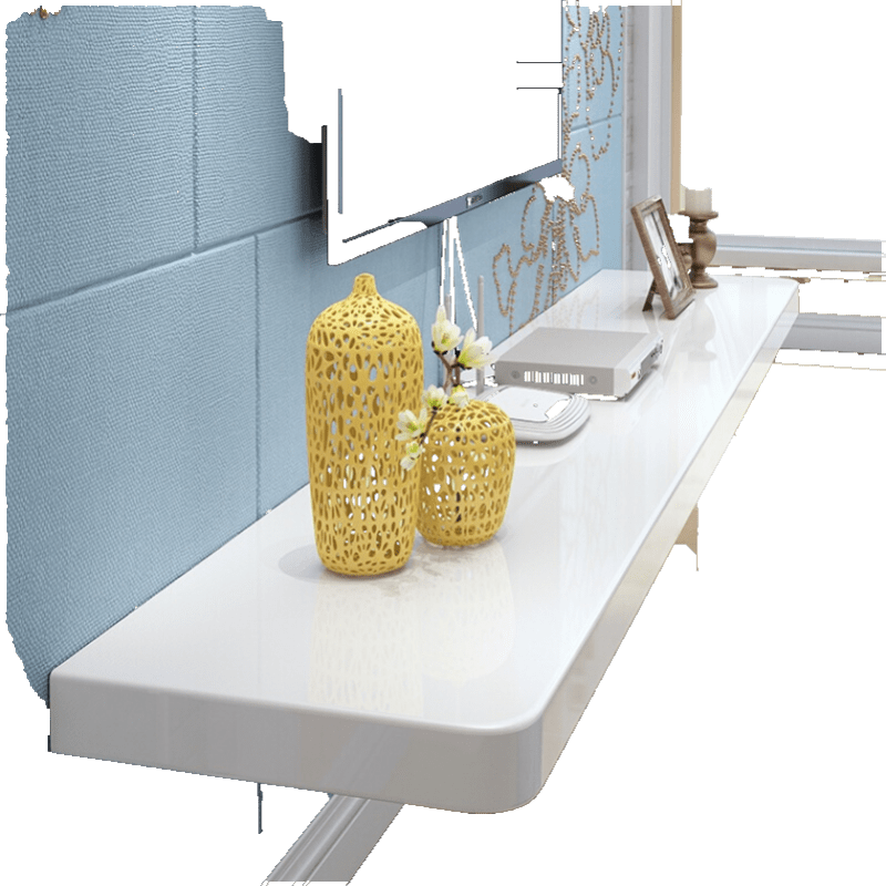 【钢琴烤漆 现货速发】墙上置物架客厅电视背景墙机顶盒壁挂墙面装饰电视柜挂墙一字隔板 长100宽24cm厚2.5cm(白色)