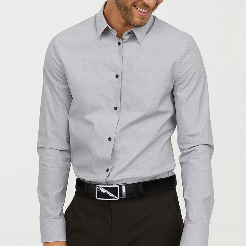 POACY男士皮带 豹子真牛皮腰带男 时尚商务情人节 情人节裤带男款 百搭 P803银色扣 120cm 【35-37裤码】