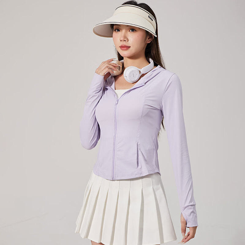 网红同款防晒衣女时尚新款夏季防紫外线修身外套透气冰丝防晒服 连帽 紫色 2XL 【125-135】