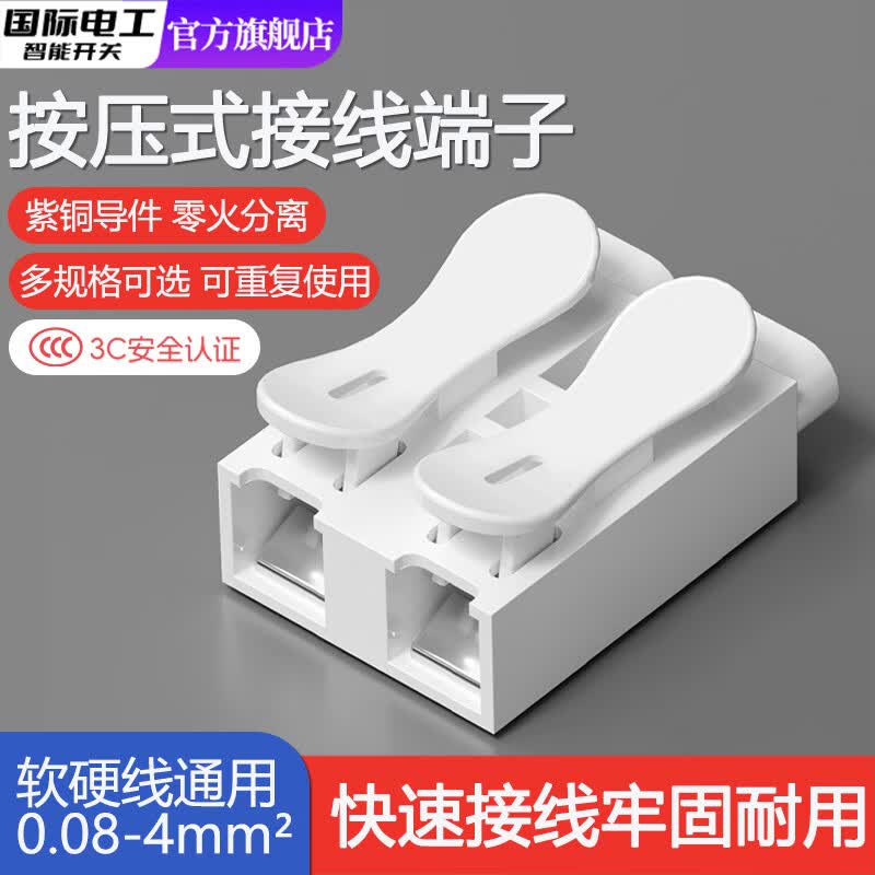 国际电工按压式快速接线端子电线连接器分线器软硬线通用接线头神器线夹 二进二出【10只装】