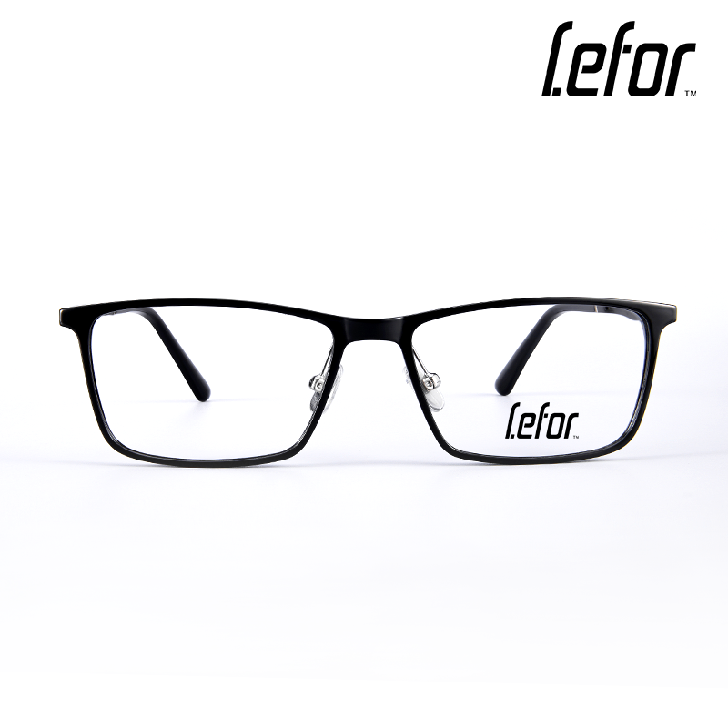 Lefor乐放 超轻时尚近视眼镜男女款 黑色全框带鼻托叶眼镜架 1.67防蓝光防辐射镜片