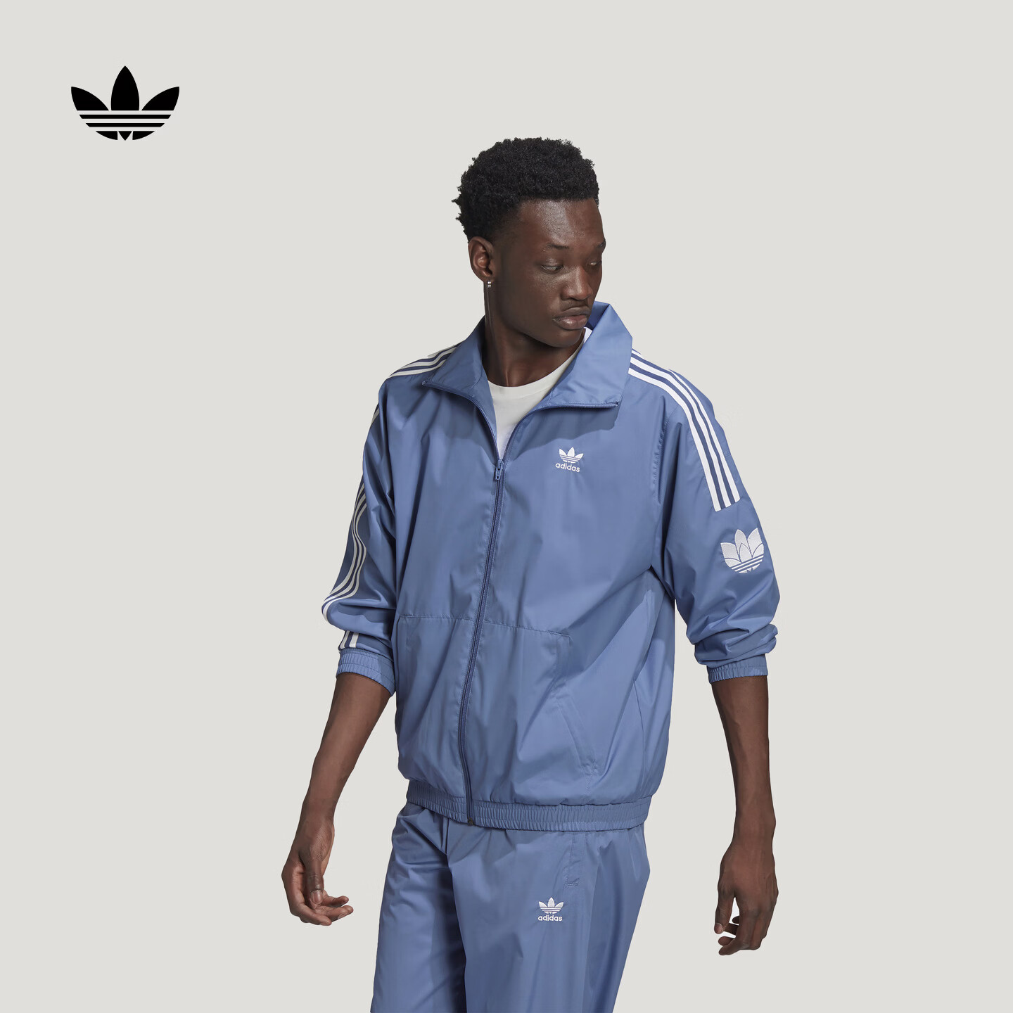 adidas宽松日常舒适运动夹克外套男女春季新款阿迪达斯官方三叶草   深蓝   XL