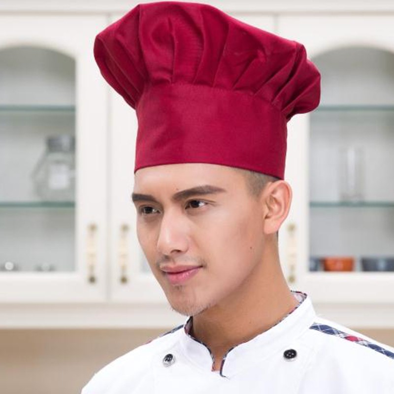 酒店餐厅饭店厨师帽子厨师工作帽食品帽子食堂工作帽子 红色 均码