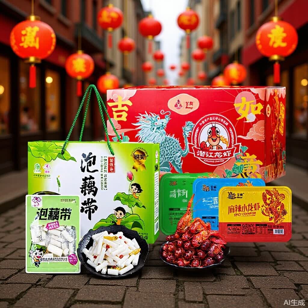 baoqi 湖北特产礼盒麻辣蒜蓉小龙虾藕带送礼加热即食大号液氮锁鲜大虾 湖北特产泡藕带【1600克装礼盒装】