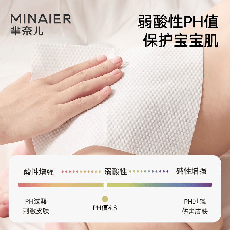 芈奈儿湿巾婴儿纯水新生儿专用洗脸巾手口湿纸巾 【纯水湿巾】80抽*5包