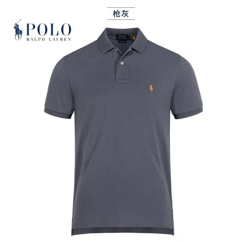 RALPH LAUREN 拉夫劳伦拉夫劳伦男装POLO衫男高端休闲纯棉翻领夏季短袖保罗RL大码T恤 花灰 S 100-130斤 160-170cm