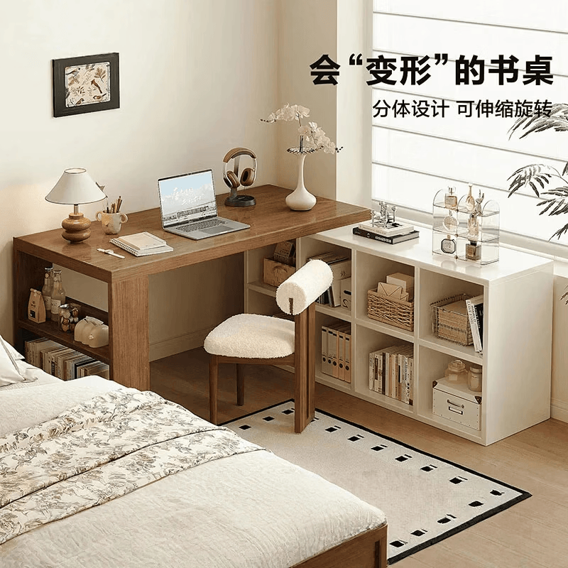 立太实木转角书桌书柜一体学习桌写字桌子L型卧室电脑桌办公桌工作台 店长推荐【实木生态板】1.2m檀台+1m白柜