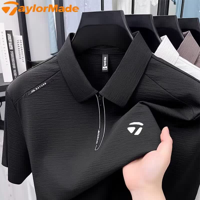Taylormade泰勒梅高尔夫男士polo衫夏季冰丝短袖休闲冰丝速干t恤 深灰色 薄款 4XL 建议190-210斤