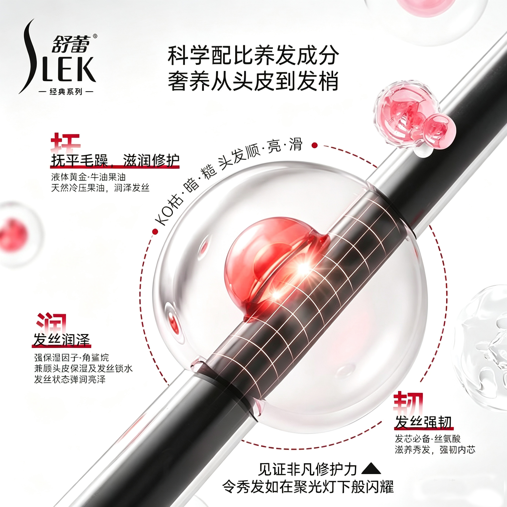 舒蕾(SLEK)经典焗油莹亮洗发露 1kg 大瓶家庭装 改善暗哑发质滋润柔顺洗发水 焗油莹亮1kg日常自用单瓶装