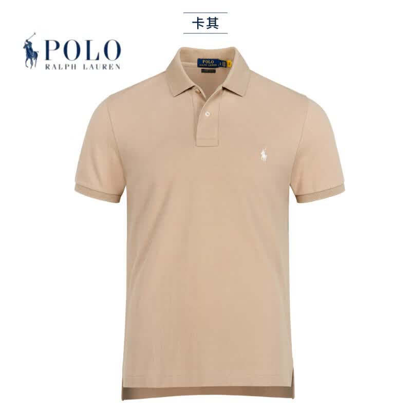 RALPH LAUREN 拉夫劳伦拉夫劳伦男装POLO衫男高端休闲纯棉翻领夏季短袖保罗RL大码T恤 花灰 S 100-130斤 160-170cm