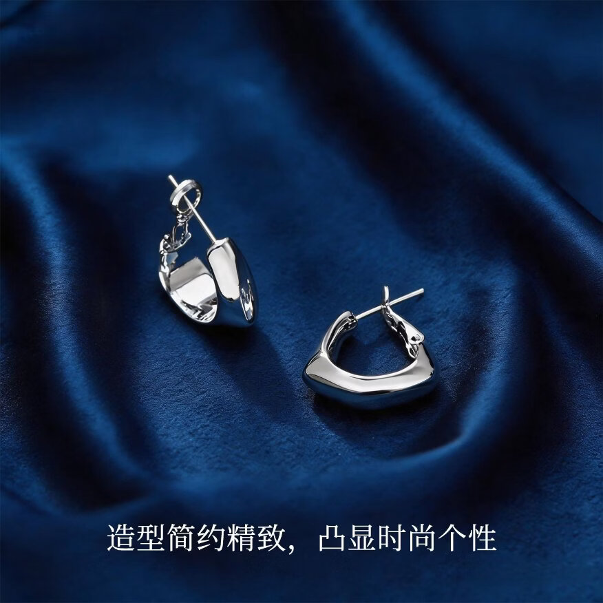 KRISTEN JUDI不规则银色耳扣耳环银针圈圈耳饰轻奢高级感耳圈2026新款港风耳钉 实用生日礼物送女友老婆闺蜜