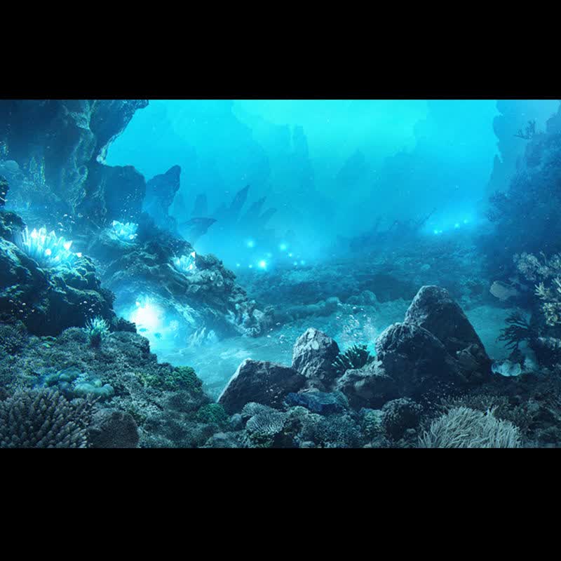 鱼缸水族箱背景画定做3d高青龙鱼缸外贴纸蓝色壁图造景装饰自粘 青龙