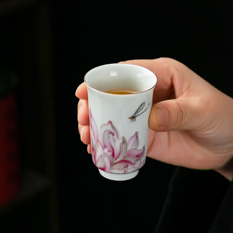 京峰阁 茶具套装 景德镇陶瓷盖碗茶壶茶杯整套高档轻奢家用礼物商务礼品 情投意荷粉盖碗茶壶套装(粉) 7人饮 11件