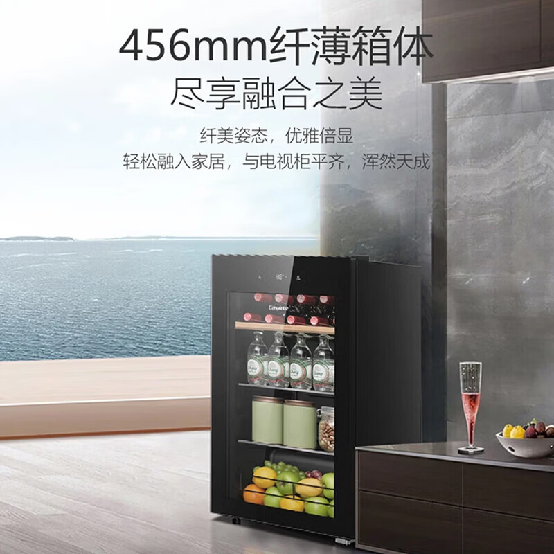 卡萨帝（Casarte）冰吧家用办公室客厅家用冰吧风冷无霜保鲜柜小冰箱红酒冷藏柜饮料茶叶柜水果保鲜柜展示柜  90升纤薄机身|风冷无霜|ASPE净味
