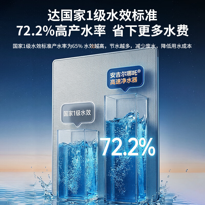 安吉尔【肖战代言】哪吒高速净水器1200G家用净水器8年长效RO膜 加热直饮管线机前置过滤全屋套装 【8年换芯0费用】哪吒高速1200G+10T前置