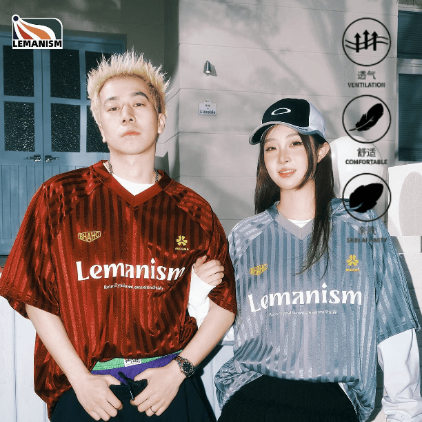 LEMANISM美式潮牌复古球衣短袖t恤男2026印花条纹球服情侣款 灰色 XL