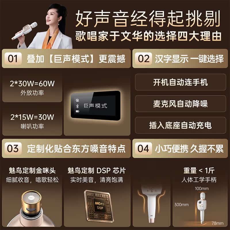 魅鸟巨声音响麦60W话筒音响一体麦克风自带声卡 全民k歌麦克风家庭ktv音响套装 户外K歌直播录歌 【于文华推荐】巨声音响麦旗舰豪华版+豪华大礼包