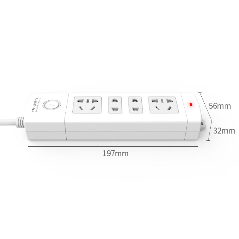 得力（deli） 新国标安全插座/插排/插线板/接线板/排插/拖线板 总控开关 儿童保护门 4位2米 18201