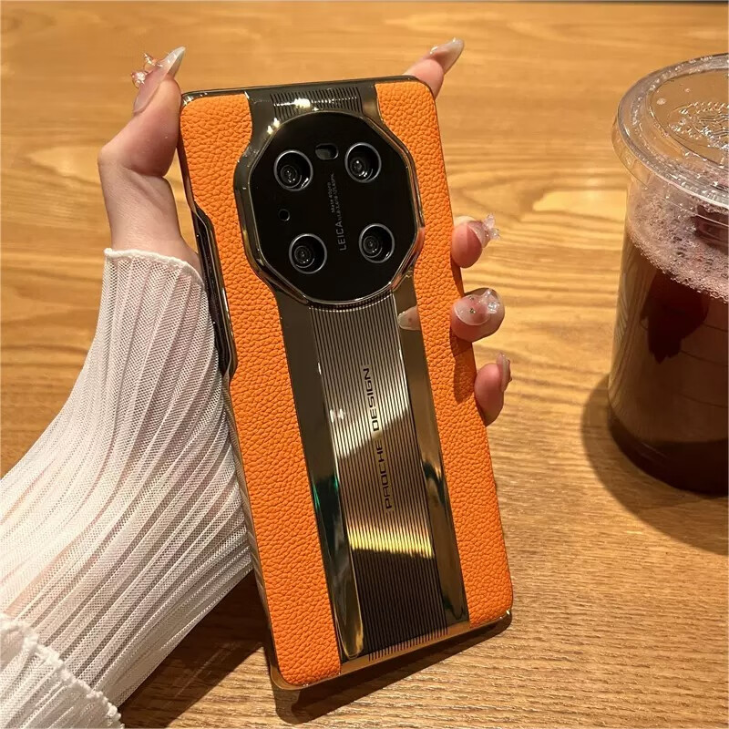真皮保护套30e全包防摔男女款 华为 mate 30【丹霞橙】真皮皮纹
