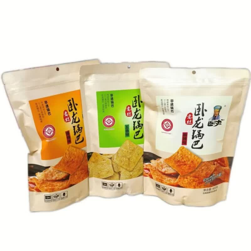 卧龙锅巴3包X400克/袋襄阳特产正宗手工老灶锅巴休闲零食低脂肪 麻辣味400g*2+五香味400g*1