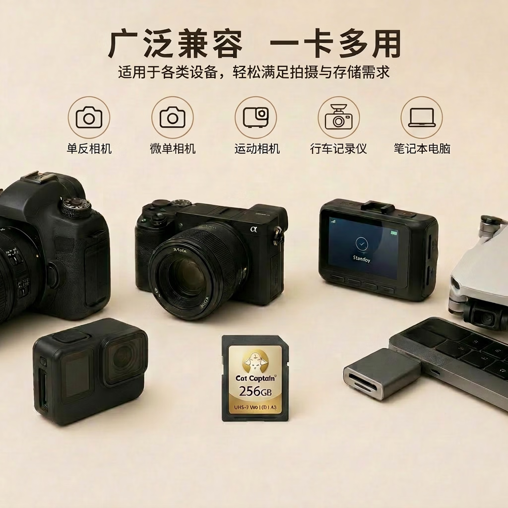 CAT CAPTAIN（猫船长）单反相机专用SD卡A2V30高速SD卡支持专业摄影必备4K超清好品质纯享高效稳定耐久用170/s 1TB 大容量SD专业摄影（赠送128GB内存卡）