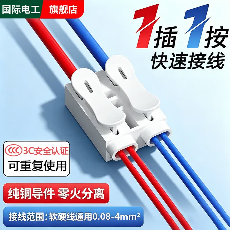 国际电工快速接线端子接线柱筒灯快接头对接电线按压式连接器神器卡扣夹 二进二出【10只装】