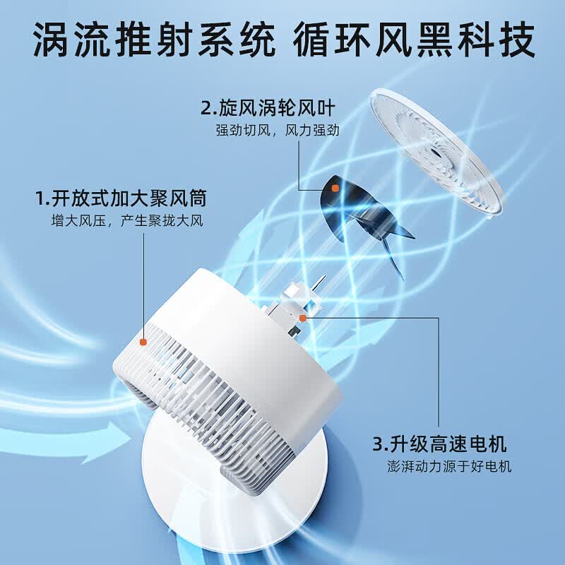 美的同款【轻音低噪】空气循环扇家用电风扇静音立式落地扇制冷空调扇卧室台扇宿舍办公室一级能效 【机械摇头版】三挡调速+高度可调+左右摇头