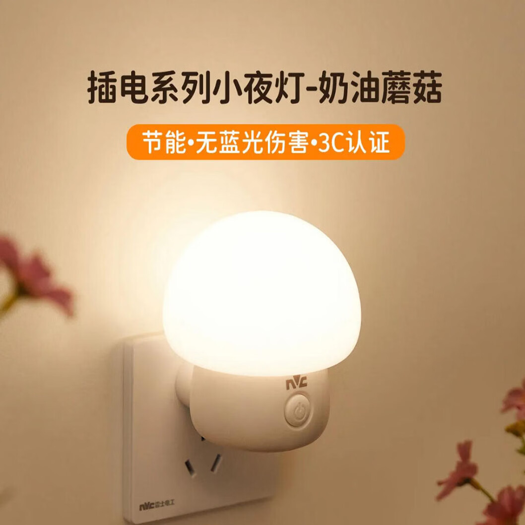 雷士照明小夜灯卧室睡眠灯夜间柔光护眼床头按键插电伴睡节能灯 【开关款】3W 双色温-RG0无蓝光危害
