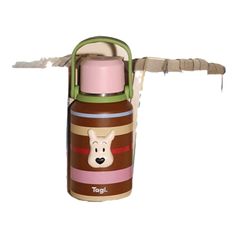 Tagi.《哈哈》大容量手提保温杯 316L不锈钢水杯1000ml 奶油条纹 1000ml