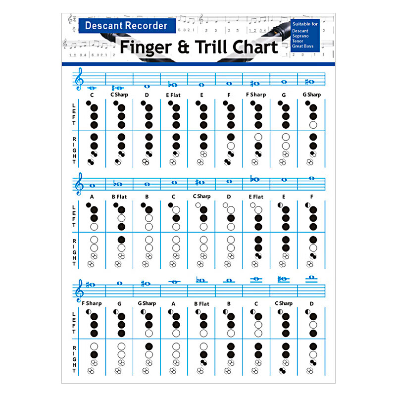 8孔八孔竖笛指法图 recorder和弦谱 sd06低音竖笛和弦图小号
