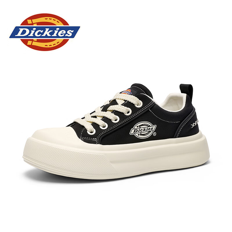 Dickies品牌男鞋2026夏季新款复古帆布鞋透气百搭通勤休闲户外运动板鞋男 黑色 45