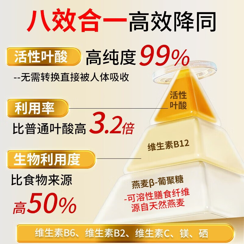 Yejeon活性叶酸中老年同型半胱氨酸心脑血管复合维生素b12b6男女性备孕 【90%的人选择】 60粒*2瓶 改善装