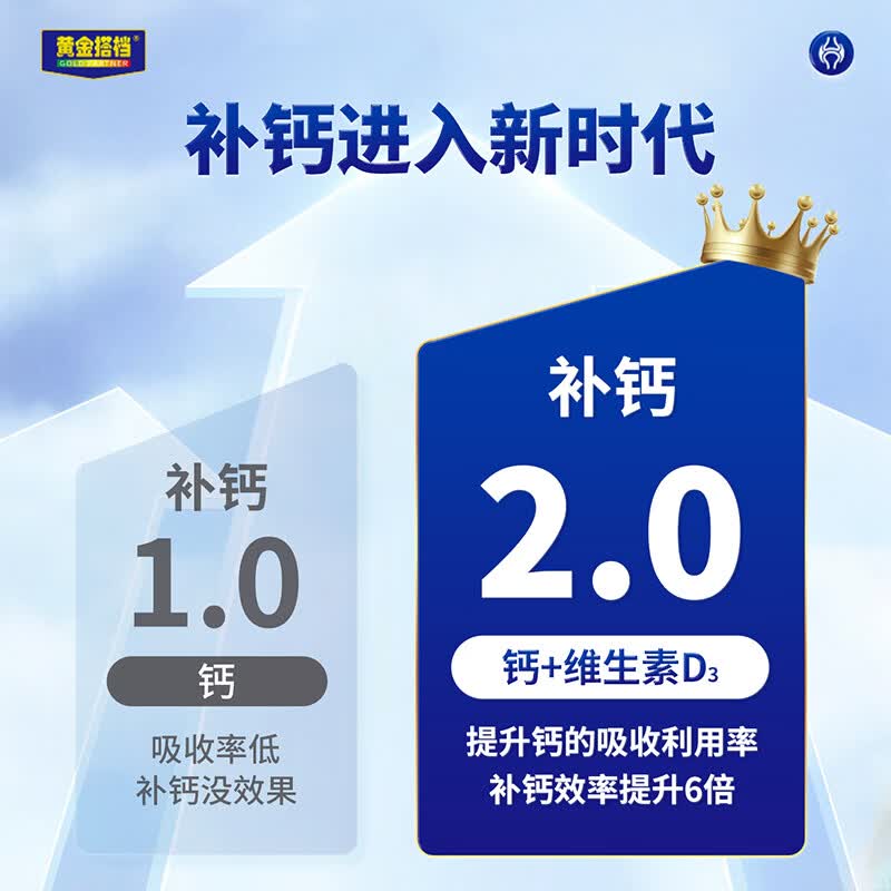 黄金搭档维生素D钙片中老年人腿抽筋腰腿疼骨质疏松补钙增强免疫力液体钙 【日常营养补给】 120粒*2瓶 补钙TOP&至快次日达