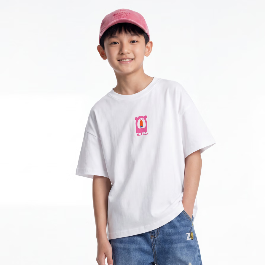 马骑顿（MQD）童装男女同款短袖T恤夏季儿童潮酷短袖T恤 白色 本白 160