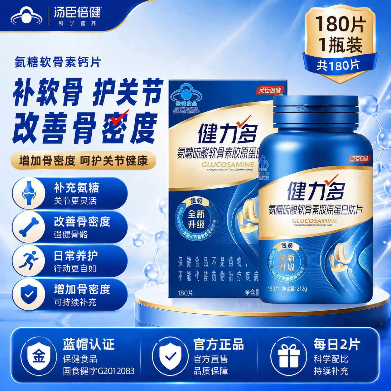 汤臣倍健健力多氨糖软骨素钙片中老年成人骨质疏松补钙增加骨密度男女 101.91元 - 86线报